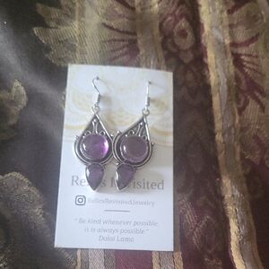 Silver and Purple Earrings Handmade Designer Bag Tagged Amethyst Gems